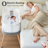 Moisés Eléctrico Automático Para Bebé Con 3 Velocidades Gris