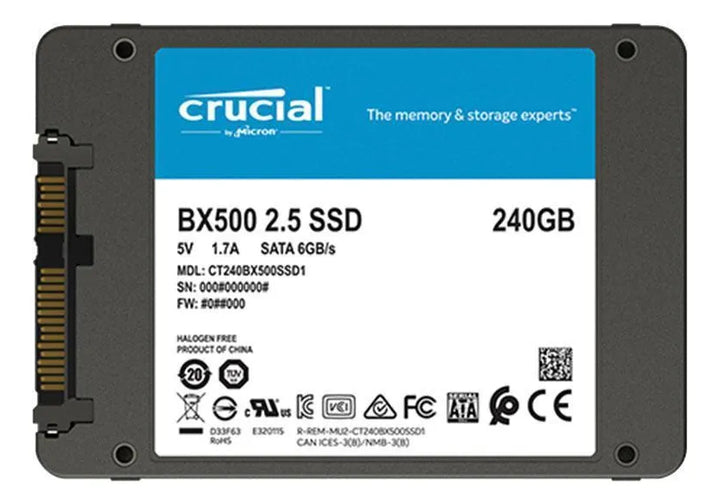 Unidad de estado sólido Sata Crucial Bx500 de 240 GB - CT240Bx500SSD1