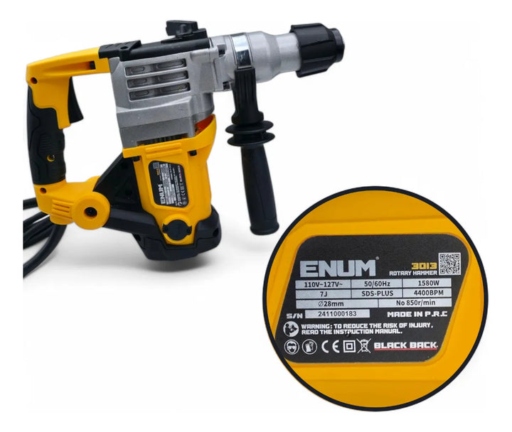 Taladro Rotomartillo Demoledor Perforador Accesorios 7 Jules - Amarillo - 50hz/60hz