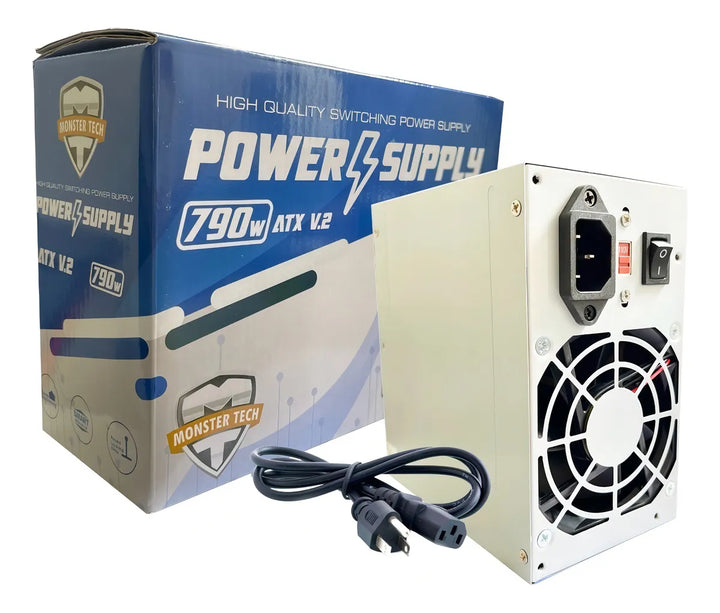 Fuente De Poder Atx 790w V.2 Pc 20-24 Pin Sata Ide Color Plateado 110V