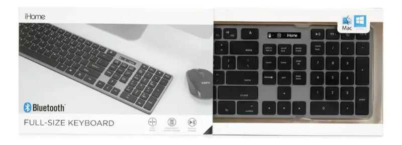 Teclado Bluetooth Ihome Imack | Diseño Elegante | Teclas Mac Teclado Gris/negro