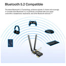 Tarjeta de red con adaptador Ax3000 Pcie Wifi 6+ Bluetooth 5.2