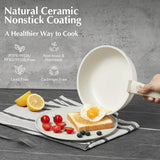 Juego De Ollas Sartenes Antiadherentes De Cerámica,no Tóxico Blanco