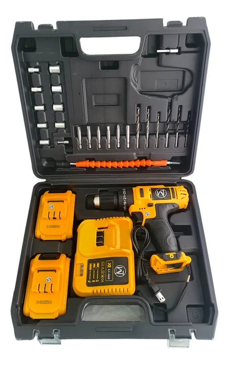 Taladro Percutor Inalambrico Wt Mandril 3/8 Color Amarillo Frecuencia 60Hz