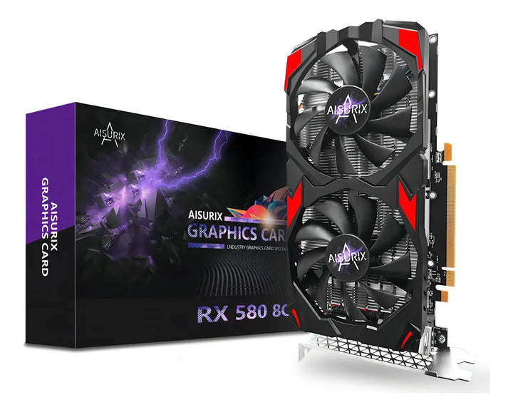 Kelinx Aisurix Rx 580 Tarjeta Gráfica, 2048sp, Real 8gb, Gddr5, 256 Bits, Tarjeta De Video Para Juegos De Pc, 2xdp, Hdmi, Pci Express 3.0 Con Parada De Ventilador De Congelación Para Computadora De