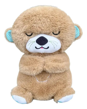 Peluche Realista Nutria Bebe Estimulacion Sensorial Sonido, Compañera De Respiración Relajante Ansiedad Te Ayuda A Dormir Color Gris