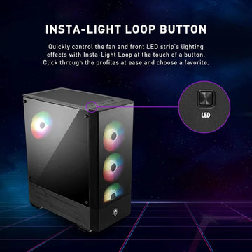 Msi Mid-tower Pc Gaming Case Panel Lateral De Vidrio Templad Black