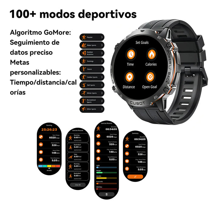 Cubot Smartwatch Reloj Inteligente X3 Bluetooth Llamada 1.73 Impermeable Negro