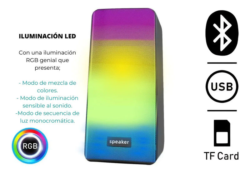Parlantes Rgb Bluetooth Para Pc Celular Lindos Alambrico New Negro