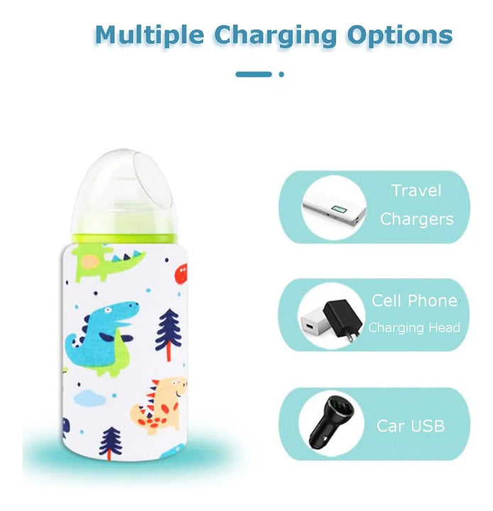 Botella Portátil Para Leche Con Usb Y Termostato Dinosaurio