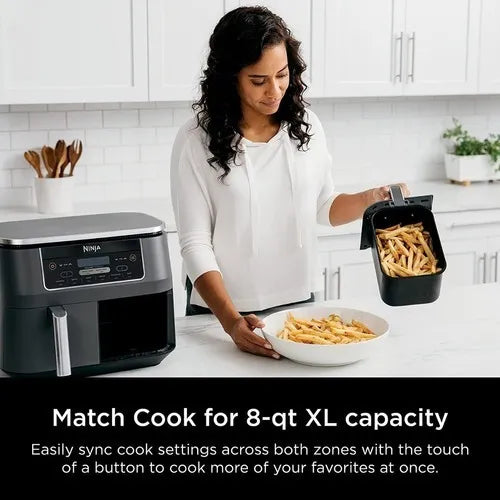 Airfryer Freidora De Aire Ninja 7.6 Litros 2 Canastas Nueva Gris