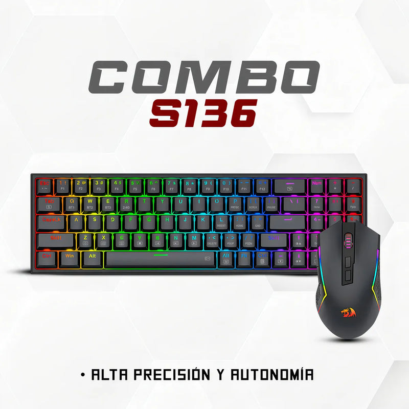 Combo Redragon 2 En 1 Pollux + Trident S136 Black Teclado Negro Idioma Ingles
