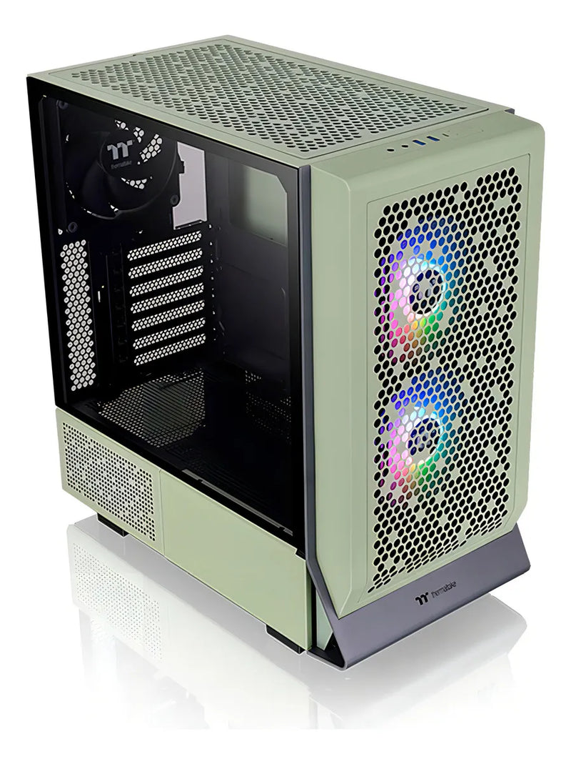 Gabinete Ceres 300 Matcha Green Tg Argb con 3 ventiladores Tt