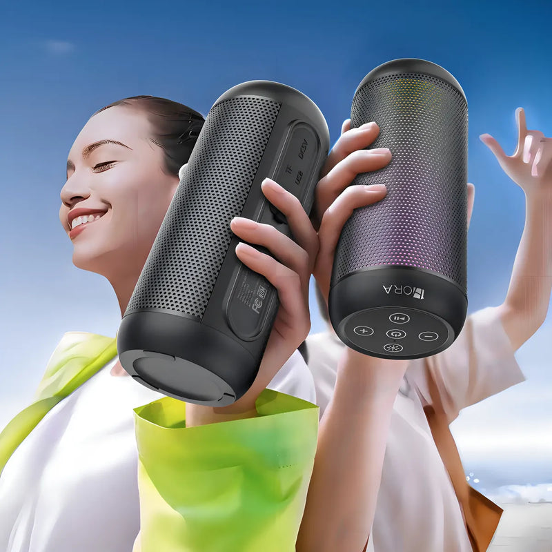 Parlante Bluetooth Portátil 1Hora BOC242 FM Bocina con Luces RGB Conectividad AUX/USB/TF Color Negro Ideal para Fiestas y Cumpleaños