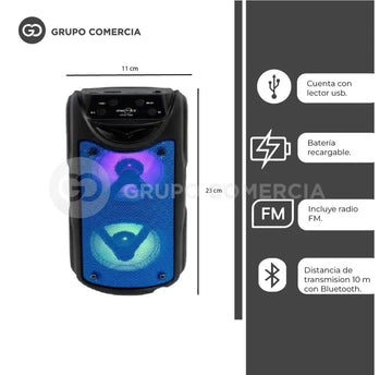 Parlante Bluetooth / Radio Cilindrico Mp3 Mega Bass Original Negro