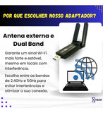 Adaptador Wifi Usb 5g Dual Band 1300mbps Com Antena