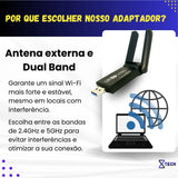 Adaptador Wifi Usb 5g Dual Band 1300mbps Com Antena