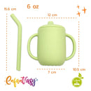 Vaso Pitillo Silicona Bebés Taza Entrenamiento Con Cepillo Color Celeste