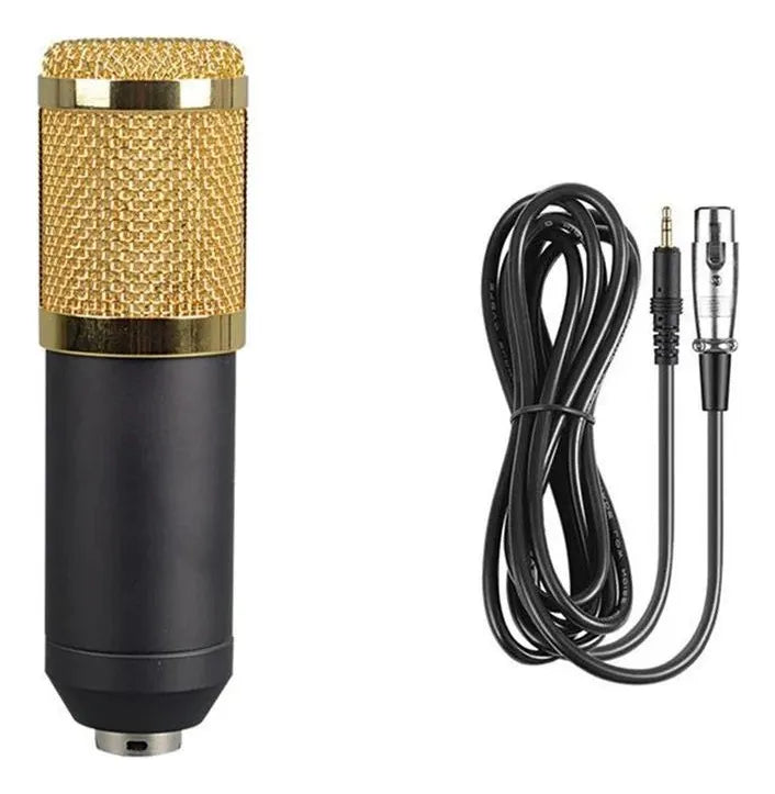 Kit Micrófono Profesional De Condensador + Tarjeta Sonido V8 Negro