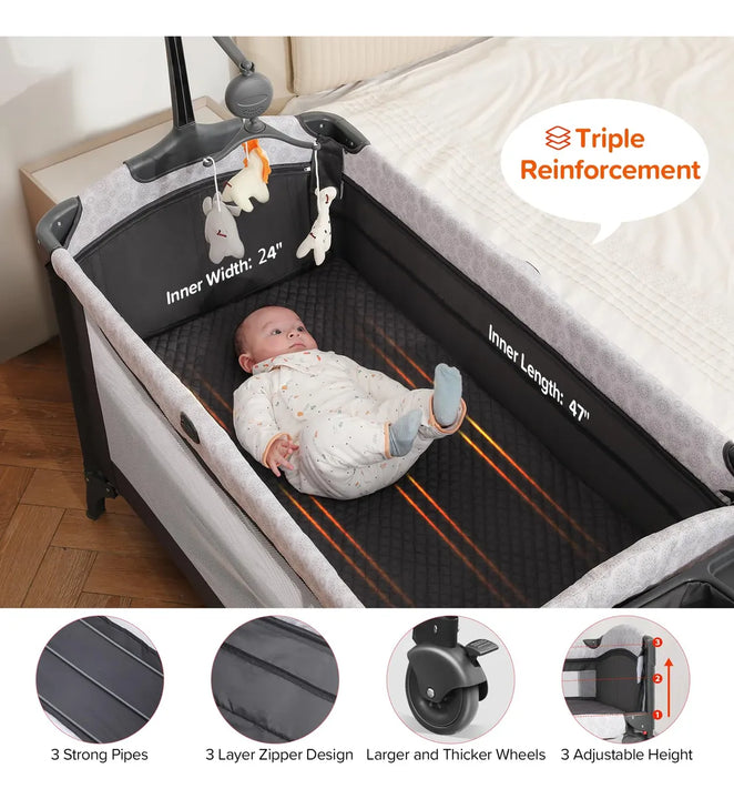 Moisés 4 En 1 Con Cambiador Cuna Junto A La Cama Xl