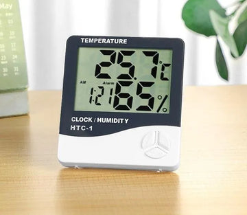 Higrometro Digital Termometro Medidor Humedad Reloj Alarma