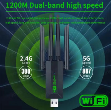 Usb Wifi 4 Antenas Dual Band 2.4g+5g Full Alcance