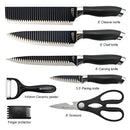 Juego De Cuchillos De Cocina X 7pcs Set En Acero Inoxidable Color Negro