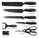 Juego De Cuchillos De Cocina X 7pcs Set En Acero Inoxidable Color Negro