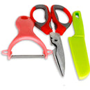 Tijeras, cortador y cuchillo para verduras, verduras y frutas, 3 piezas