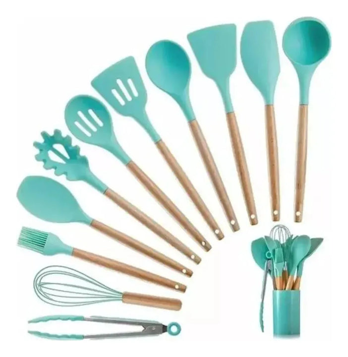 Set Utensilios De Cocina Silicona X12 Pzs Antiadherente Disponible