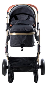 Coche Bebé Moises Plegable Ebaby Color Gris Oscuro Chasis Dorado