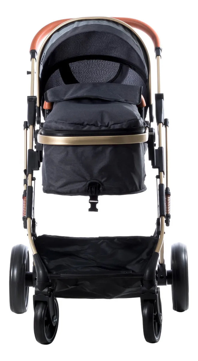 Coche Bebé Moises Plegable Ebaby Color Gris Oscuro Chasis Dorado