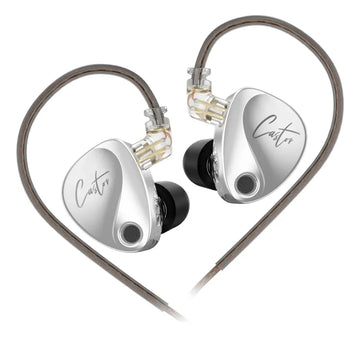 Auriculares KZ castor standard Monitores In-ear con Switch de 4 Controladores Plateado con Micrófono