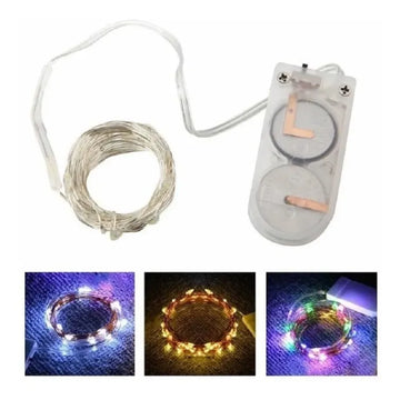 Luces Micro Led Decoración Luz Navidad Pilas Alambre Agua 3m