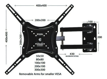 Soporte Tv Led Lcd Base Con Brazos 14-55 Pulgadas 50kg
