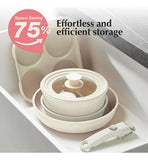 Juego De Ollas Sartenes Antiadherentes De Cerámica,no Tóxico Blanco