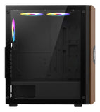 Caja Gabinete Gamer Iceberg Wood Core Argb 6 Ventiladores Negro