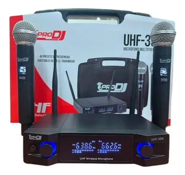Micrófono Inalámbrico Doble De Mano Pro Dj Uhf-35m Negro