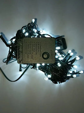 Serie Navideña Luz Led Blanca X200 Luces Cable Verde Paq. X8