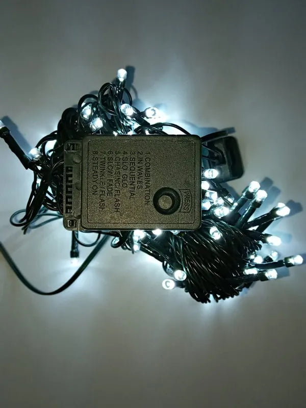 Serie Navideña Luz Led Blanca X200 Luces Cable Verde Paq. X8