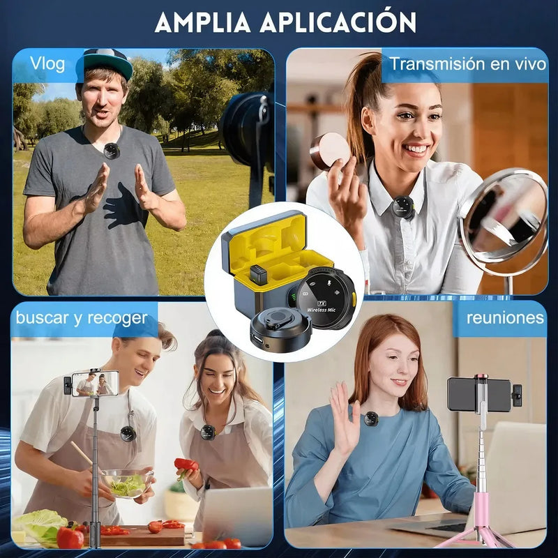 Micrófono Inalámbrico De Solapa Profesional Clip Magnético Para Celular Puerto Usb Tipo C Y Adaptador Para iPhone Lightning, Filtros Antipop, Usb Computadora, Reducción Del Ruido, Estuche De Carga
