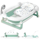 Tina Bañera Para Bebe Plegable Cojin Acolchado + Base Alta Color Verde Suave Cojín Estrellas