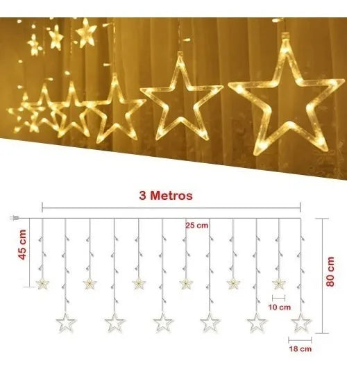 Extensión Luces Led Estrella Decoración Navideña Cálida Arbo Cálida