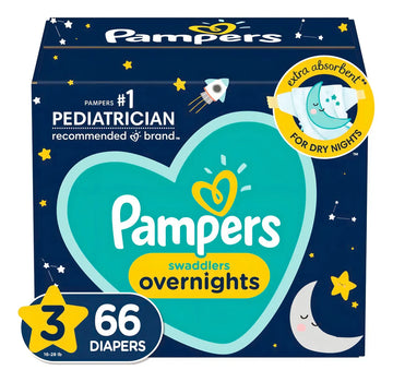 Pampers Swaddlers Overnight, Talla 3, 66 Piezas
