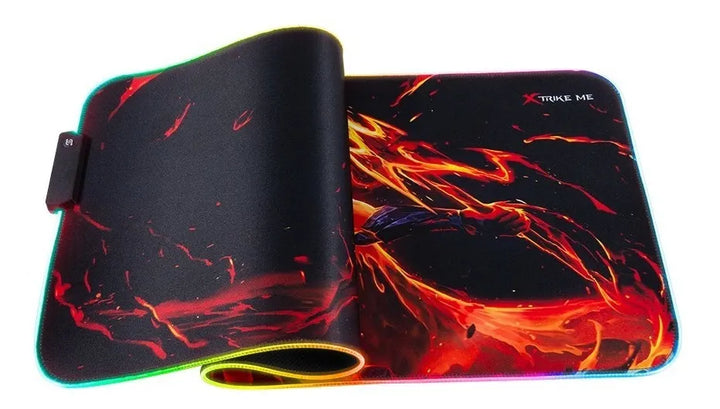 Mouse Pad Gamer Xtrike Me Rgb Alfombra Goma Antideslizante Negro