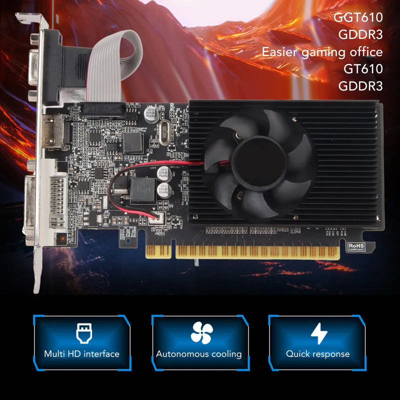 ~? Tarjeta Grafica Gt610 Para Office, Tarjeta De Video Ddr3