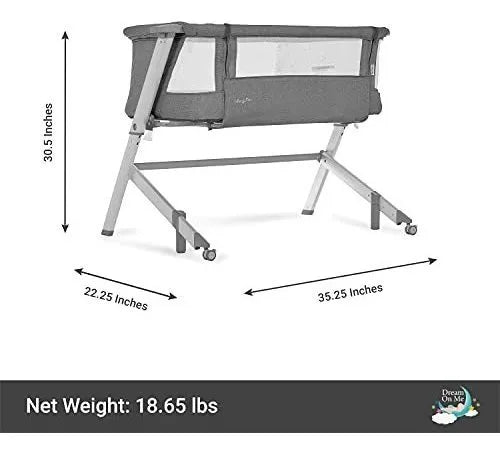 Cuna Colecho Y Moisés Portátil, Gris, Ajustable, Plegable.