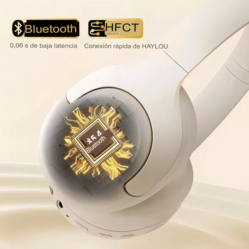Haylou S30 Pro Anc Audífonos Diadema Gamer Inalámbricos/con Micrófono, Bluetooth 5.4, Llamadas Manos Libres, Cancelación De Ruido Adaptativa De - 43db, Controlador 40mm, 80h Reproducción, Blanco