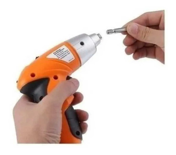 Destornillador Inalambrico Electrico 4 Accesorios Luz - Naranja