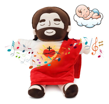 2025 Nuevo Peluche De Jesus Que Respira, Jesús Peluche Para La Ansiedad, Jesús De Peluch Que Respira Con Música Y Luces, Suave Dios D Muñeco Para Dormir, Niños Y Niñas (rojo)
